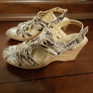 Bass Snake Skin Print Wedge Sandals